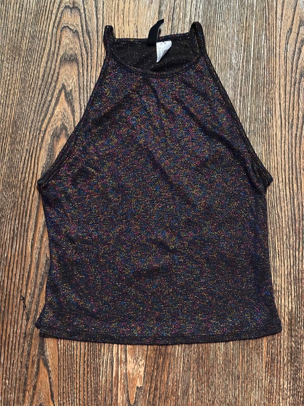 H&M Metallic Black Gold Crop Top Small